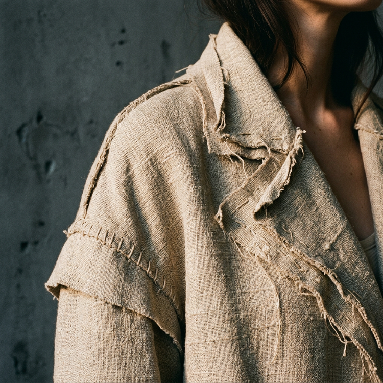 Fig. III: Raw-edged lapel, natural linen