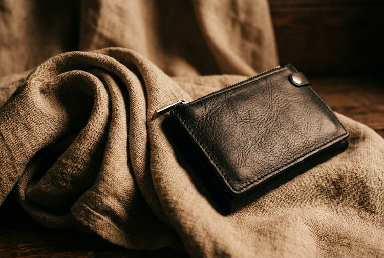 Fig. IIb: Zip wallet, black full-grain